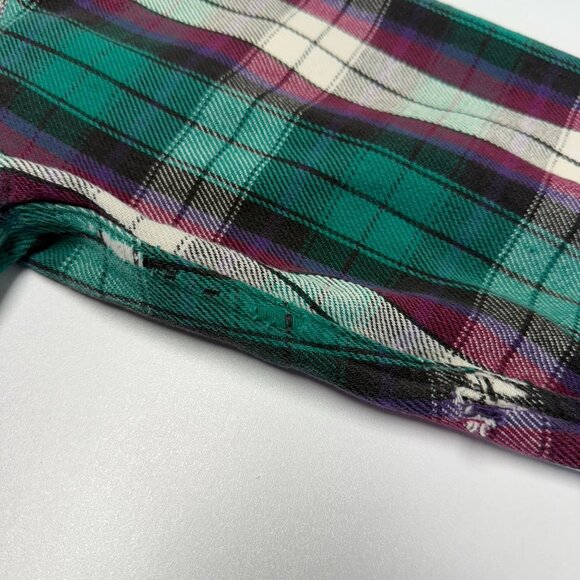 Vintage Field & Stream Plaid Flannel Purple & Green Button Shirt Size XL - Picture 8 of 16